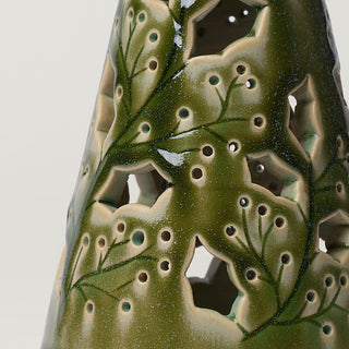 Close-up details of hand-thrown ceramic holiday tree