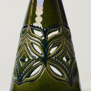 Close-up details of hand-thrown ceramic holiday tree