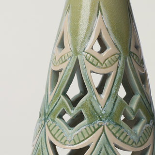 Close-up details of hand-thrown ceramic holiday tree