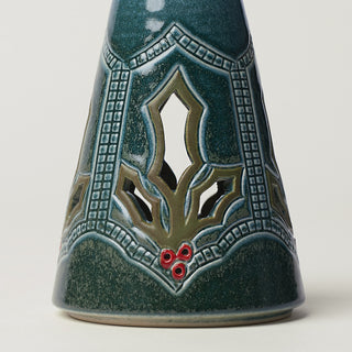 Close-up details of hand-thrown ceramic holiday tree