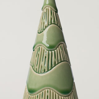 Close-up details of hand-thrown ceramic holiday tree