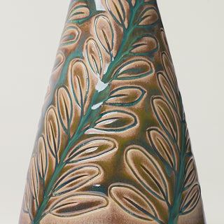 Close-up details of hand-thrown ceramic holiday tree