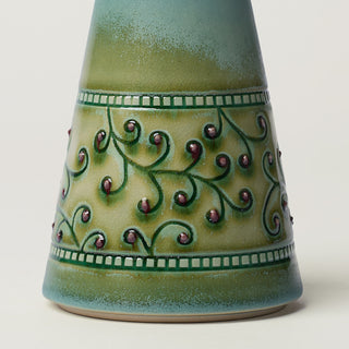 Close-up details of hand-thrown ceramic holiday tree