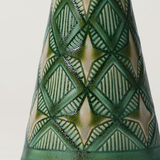 Close-up details of hand-thrown ceramic holiday tree