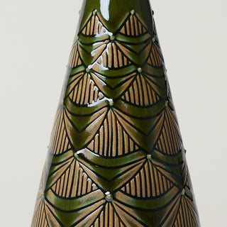 Close-up details of hand-thrown ceramic holiday tree