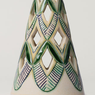 Close-up details of hand-thrown ceramic holiday tree