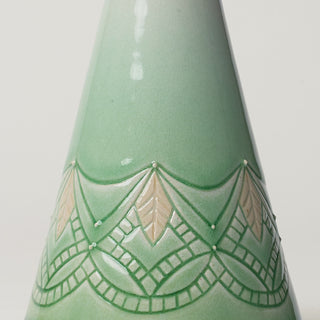 Close-up details of hand-thrown ceramic holiday tree