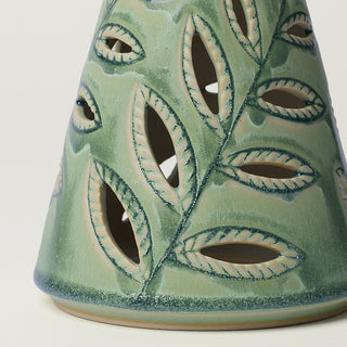 Close-up details of hand-thrown ceramic holiday tree