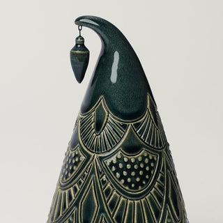 Close-up details of hand-thrown ceramic holiday tree