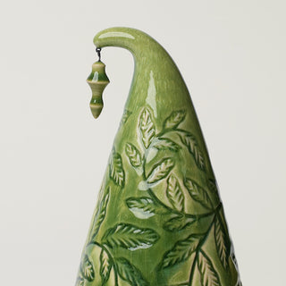 Close-up details of hand-thrown ceramic holiday tree