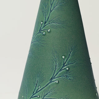 Close-up details of hand-thrown ceramic holiday tree