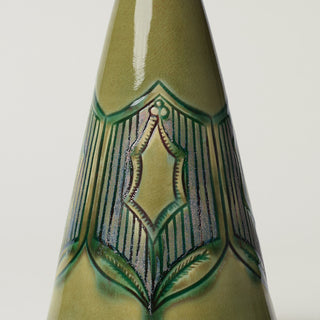 Close-up details of hand-thrown ceramic holiday tree