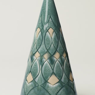Close-up details of hand-thrown ceramic holiday tree