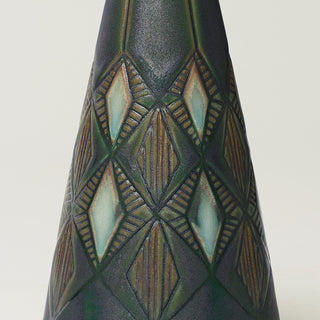 Close-up details of hand-thrown ceramic holiday tree