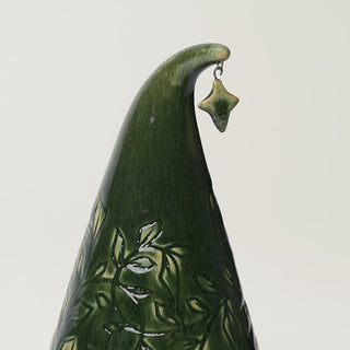 Close-up details of hand-thrown ceramic holiday tree