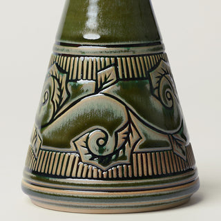 Close-up details of hand-thrown ceramic holiday tree