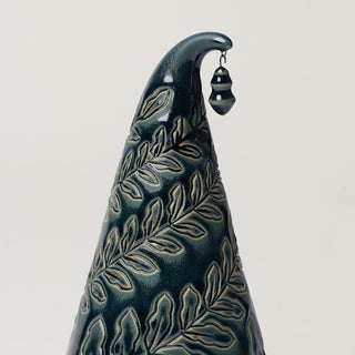 Close-up details of hand-thrown ceramic holiday tree