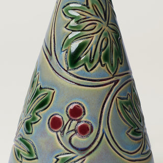 Close-up details of hand-thrown ceramic holiday tree
