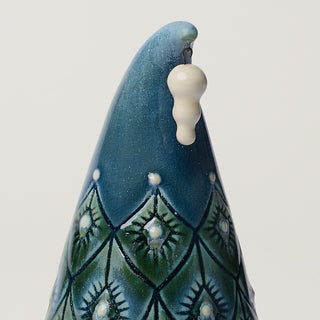 Close-up details of hand-thrown ceramic holiday tree