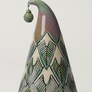 Close-up details of hand-thrown ceramic holiday tree