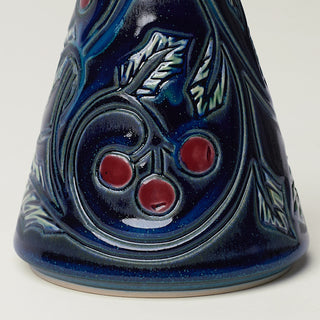 Close-up details of hand-thrown ceramic holiday tree