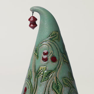 Close-up details of hand-thrown ceramic holiday tree