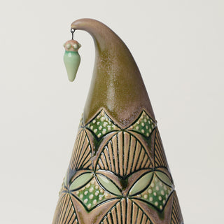 Close-up details of hand-thrown ceramic holiday tree