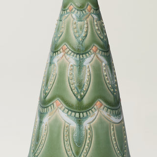 Close-up details of hand-thrown ceramic holiday tree