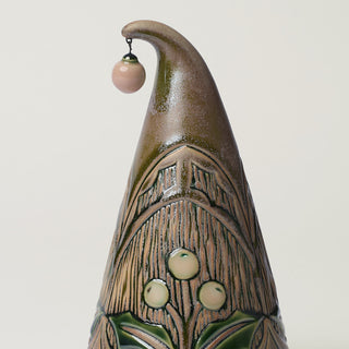 Close-up details of hand-thrown ceramic holiday tree