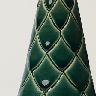 Close-up details of hand-thrown ceramic holiday tree