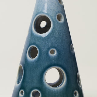 Close-up details of hand-thrown ceramic holiday tree