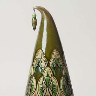 Close-up details of hand-thrown ceramic holiday tree