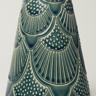 Close-up details of hand-thrown ceramic holiday tree
