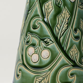 Close-up details of hand-thrown ceramic holiday tree