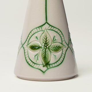 Close-up details of hand-thrown ceramic holiday tree