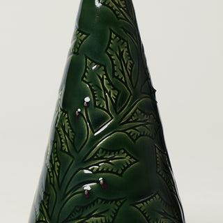 Close-up details of hand-thrown ceramic holiday tree