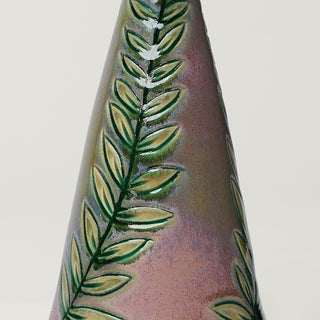 Close-up details of hand-thrown ceramic holiday tree