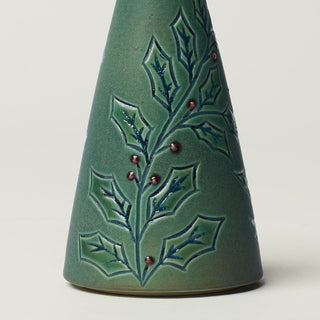 Close-up details of hand-thrown ceramic holiday tree