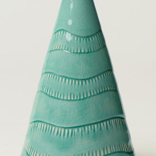 Close-up details of hand-thrown ceramic holiday tree