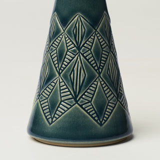 Close-up details of hand-thrown ceramic holiday tree