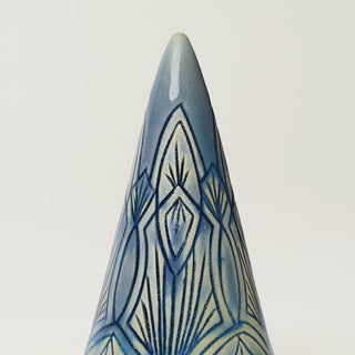 Close-up details of hand-thrown ceramic holiday tree