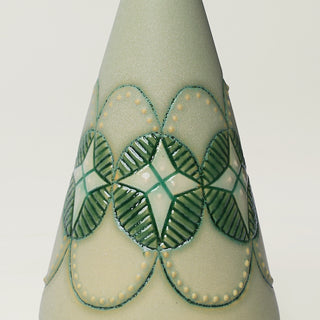 Close-up details of hand-thrown ceramic holiday tree