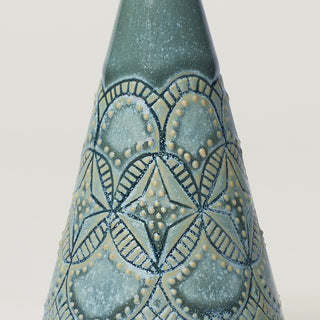 Close-up details of hand-thrown ceramic holiday tree