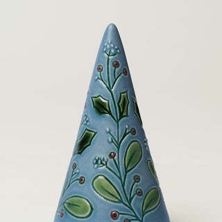 Close-up details of hand-thrown ceramic holiday tree