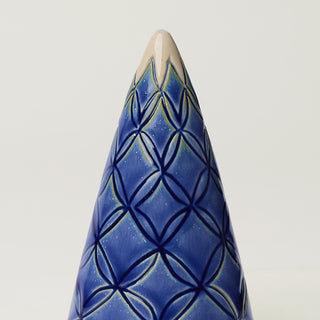 Close-up details of hand-thrown ceramic holiday tree