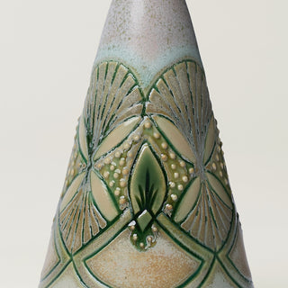 Close-up details of hand-thrown ceramic holiday tree