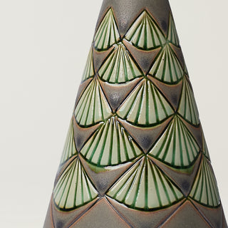 Close-up details of hand-thrown ceramic holiday tree