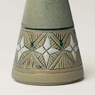 Close-up details of hand-thrown ceramic holiday tree