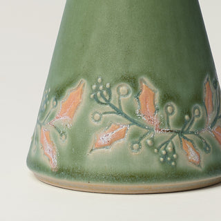 Close-up details of hand-thrown ceramic holiday tree
