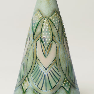 Close-up details of hand-thrown ceramic holiday tree